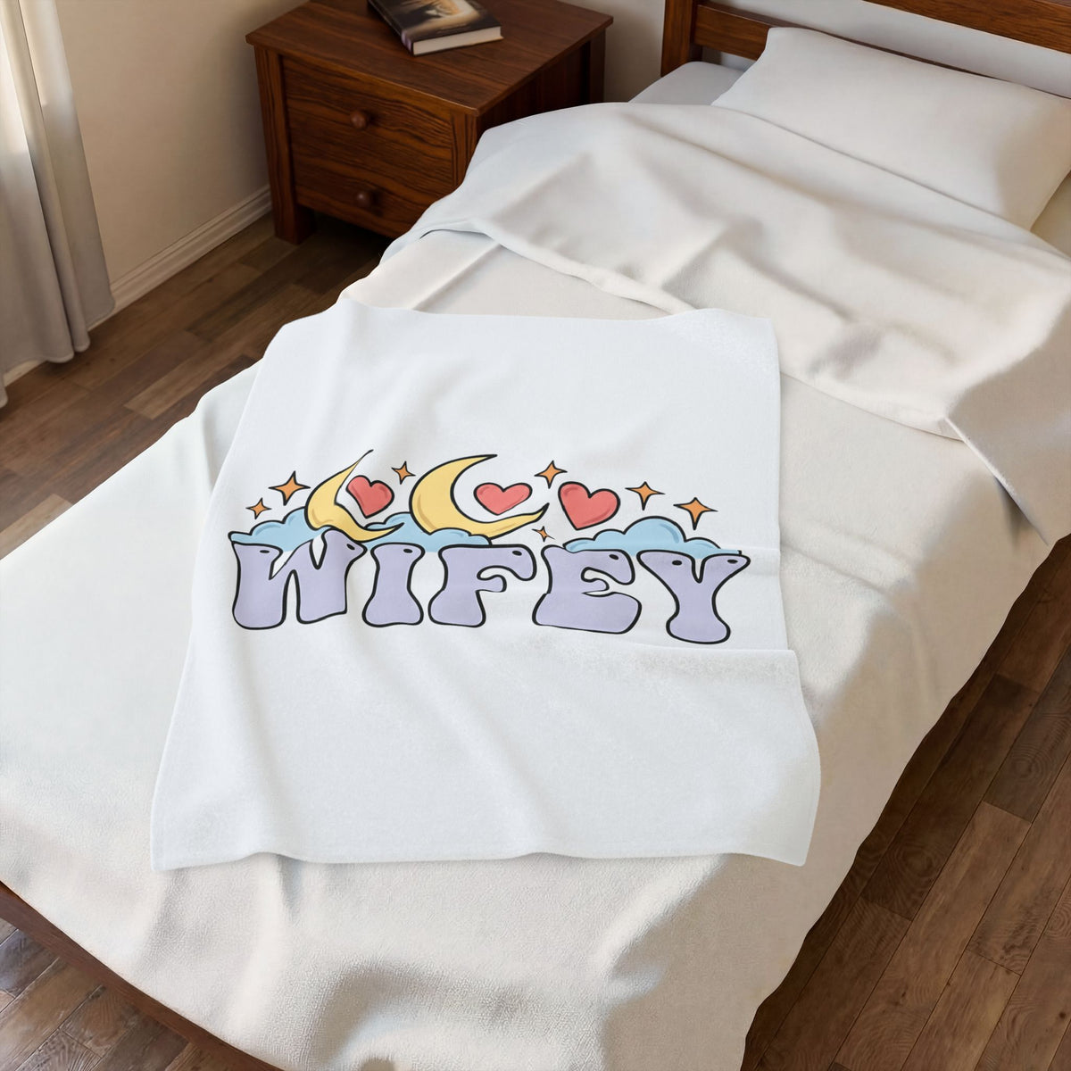Moon Love Clouds Blanket Mom Wedding Gift Women Fairy Tale Blanket Lunar Blanket Mother Enthusiast Mythical Blanket Bridal Graphic Vintage Sparkle
