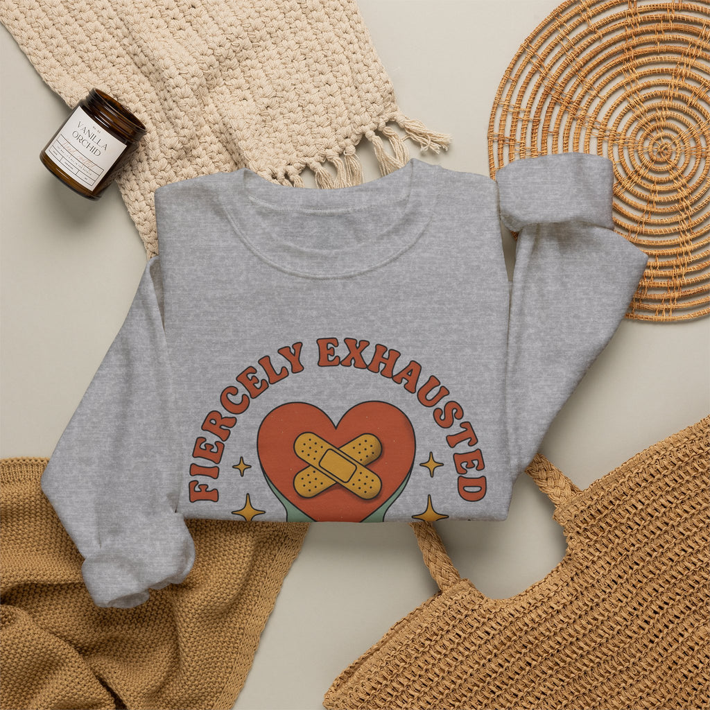 Love Patch Sweatshirt Mom Wellness Gift Women Vintage Sweatshirt Heart Patch Sweatshirt Motherhood Enthusiast Retro Sweatshirt Self Care Graphic Hand Drawn