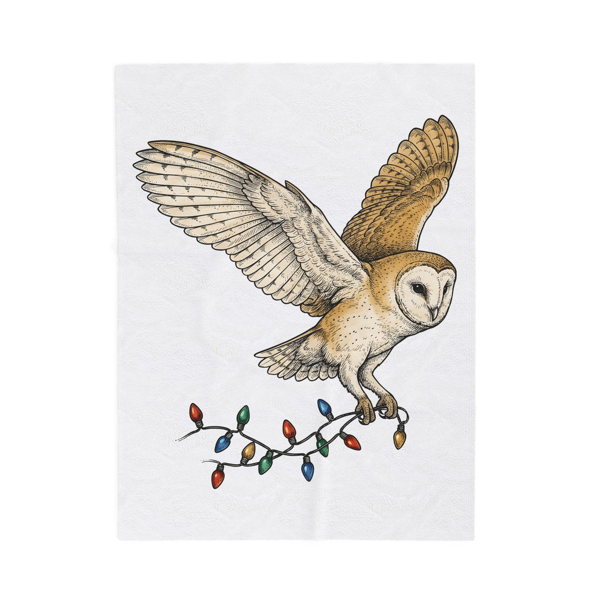Barn Owl Blanket Christmas Pets Gift Women Cartoon Blanket Owl Blanket Xmas Fan Owl Blanket Animal Graphic Classic Globe Lights Blanket