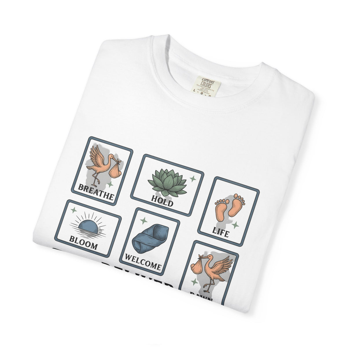 Wading Bird Baby T-Shirt Nurses Maternity Gift Women Classic T-Shirt Heron T-Shirt Nurse Enthusiast Vintage T-Shirt Pregnancy Graphic Cartoon