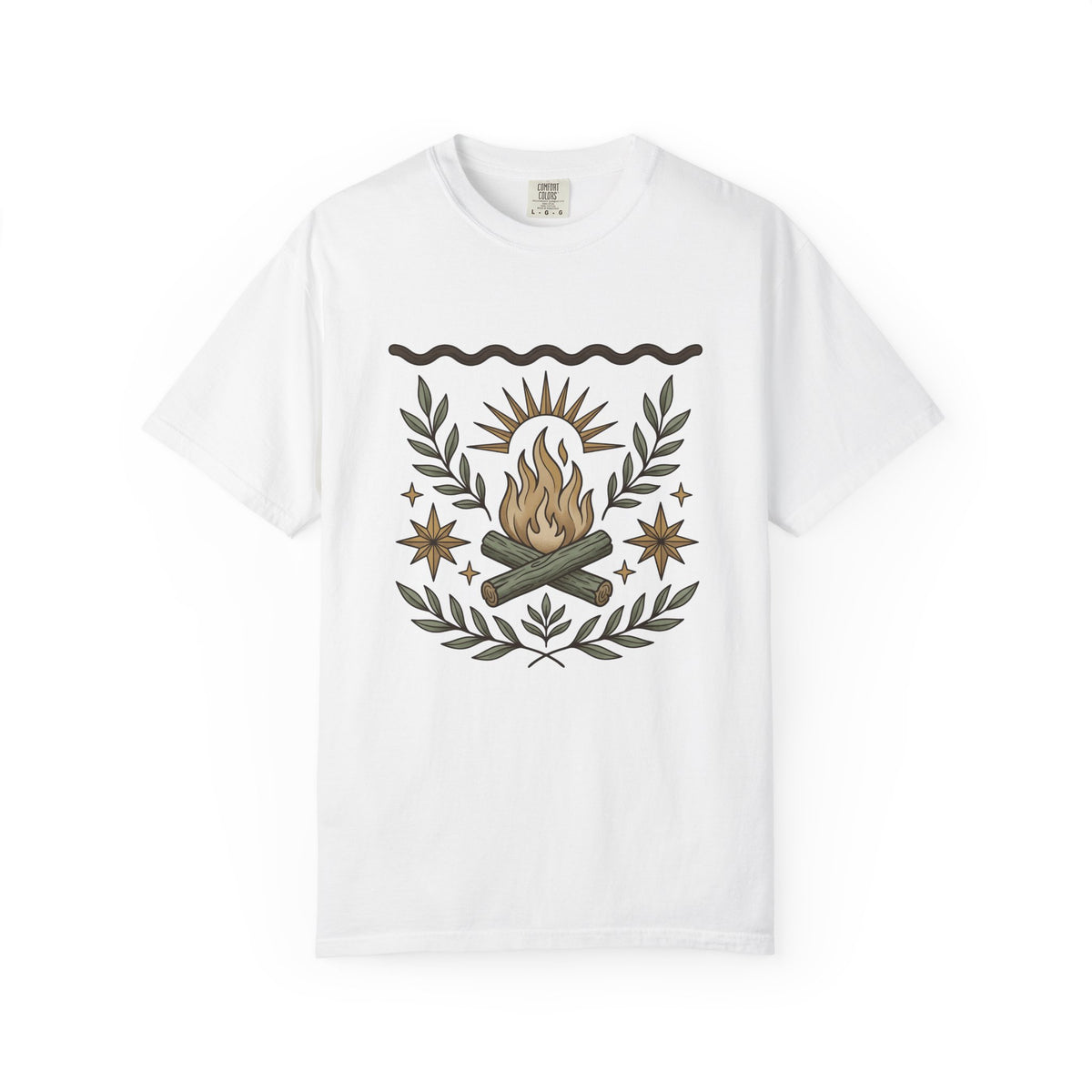 Campfire Art T-Shirt Boho Chic Adventure Gift Women Southwestern T-Shirt Bonfire T-Shirt Bohemian Fan Tribal T-Shirt Explorer Graphic Handmade