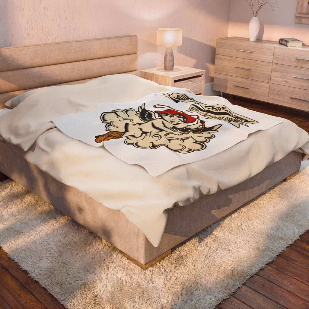 Ranch Angel Blanket Cowgirl Halo Gift Women Sketch Blanket Farm Angel Blanket Rodeo Fan Country Girl Blanket Heavenly Graphic Prairie Fog Blanket