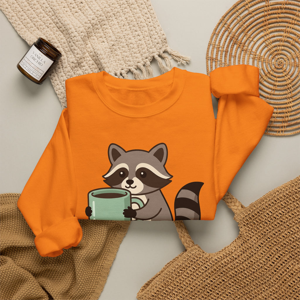 Raccoon Coffee Sweatshirt Nurses Coffee Gift Women Cute Sweatshirt Coffee Sweatshirt Nurse Enthusiast Adorable Sweatshirt Caffeinated Graphic Coffee
