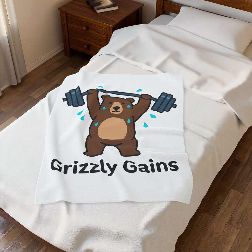 Bear Lifting Blanket Fitness Workout Gift Women Comic Blanket Grizzly Blanket Gym Enthusiast Cartoon Blanket Exercise Graphic Simple Weights Blanket