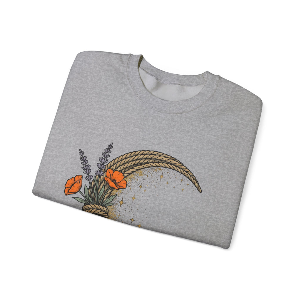 Rope Moon Sweatshirt Cowgirl Western Gift Women Boho Sweatshirt Lunar Sweatshirt Rodeo Fan Hippie Sweatshirt Country Graphic Vintage Wildflowers Sweatshirt