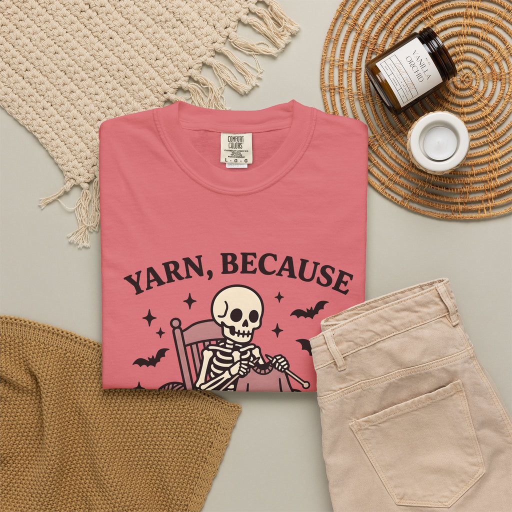 Skull Knitting T-Shirt Halloween Fabric Gift Women Comic T-Shirt Knitting T-Shirt Horror Fan Cartoon T-Shirt Textile Graphic Rustic Bat Wings