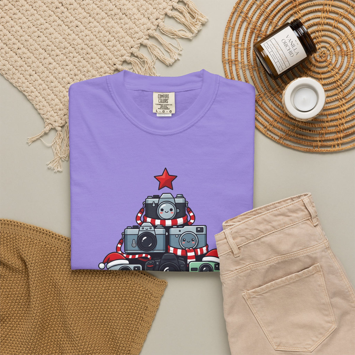 Camera Tree Christmas Photography Gift Kawaii Tree Camera Xmas Enthusiast Cute Photographic T-Shirt