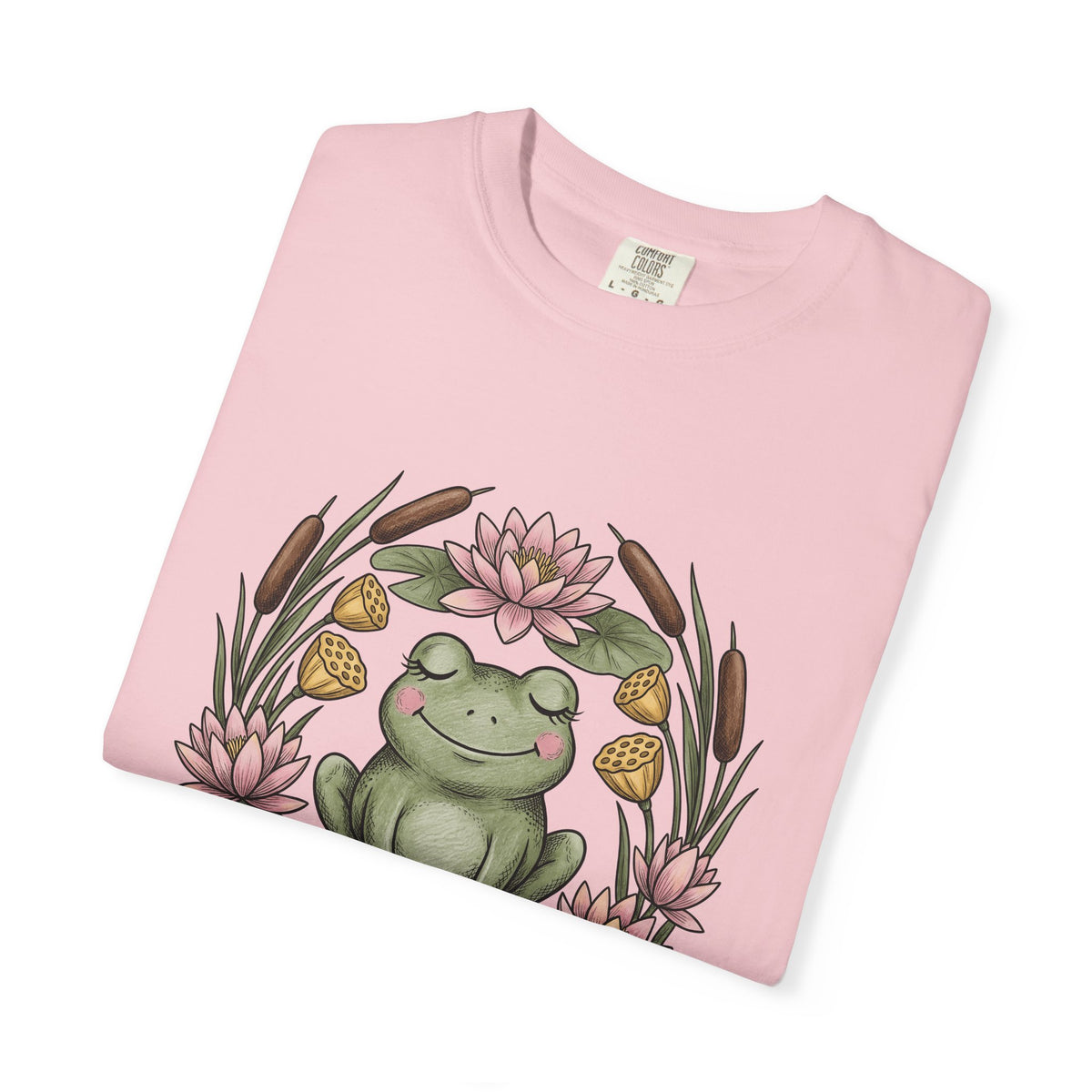 Frog Lotus Blossom T-Shirt Boho Chic Environment Gift Women Line Art T-Shirt Toad T-Shirt Bohemian Fan Minimalist T-Shirt Eco Graphic Distressed