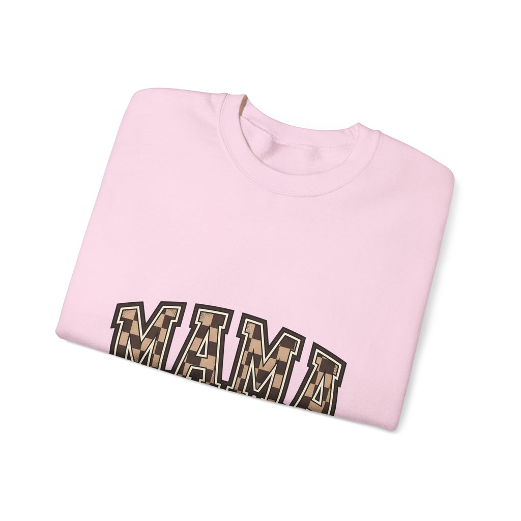 Checkered Varsity Letters Sweatshirt Mama Baby Gift Women Powerful Sweatshirt Varsity Jacket Sweatshirt Mom Fan Bold Sweatshirt Infant Graphic Old School Grid