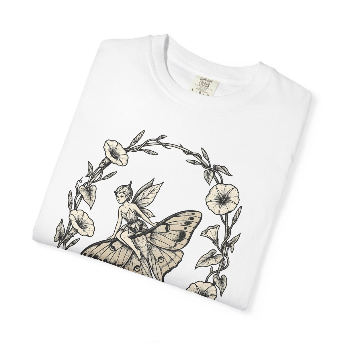 Butterfly Fairy T-Shirt Fairy Mythical Gift Women Nature T-Shirt Fairy T-Shirt Fae Fan Earthy T-Shirt Magical Graphic Antique Wreath T-Shirt