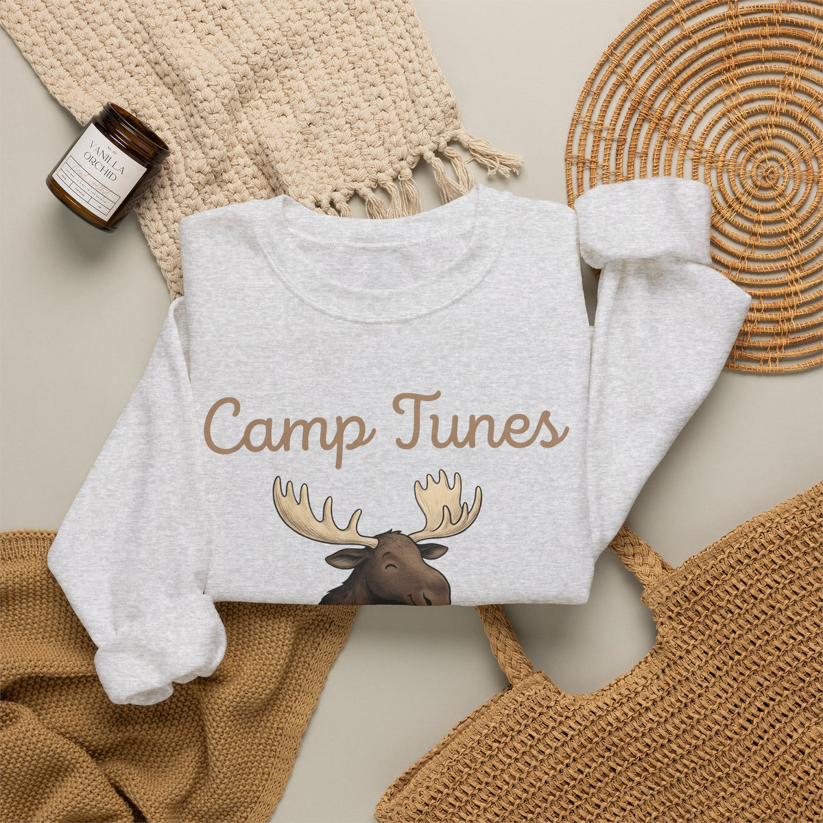 Moose Guitar Sweatshirt Camping Music Gift Women Cute Sweatshirt Guitar Sweatshirt Camper Fan Adorable Sweatshirt Music Graphic Hand Drawn Lantern Sweatshirt