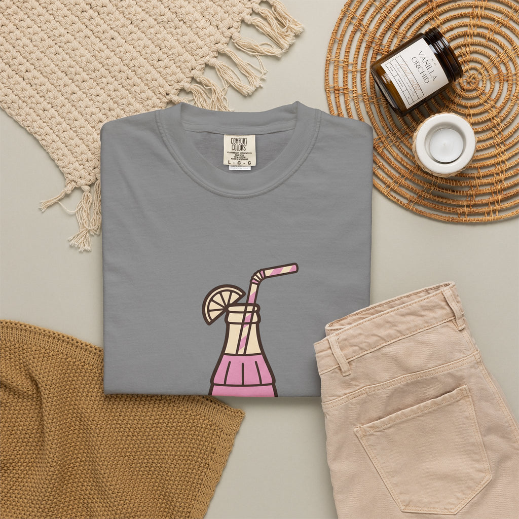 Soda Bottle T-Shirt Drinks Summertime Gift Women Cartoon T-Shirt Bottle T-Shirt Beverage Fan Pop Art T-Shirt Summer Graphic Vintage Lemon Wedge