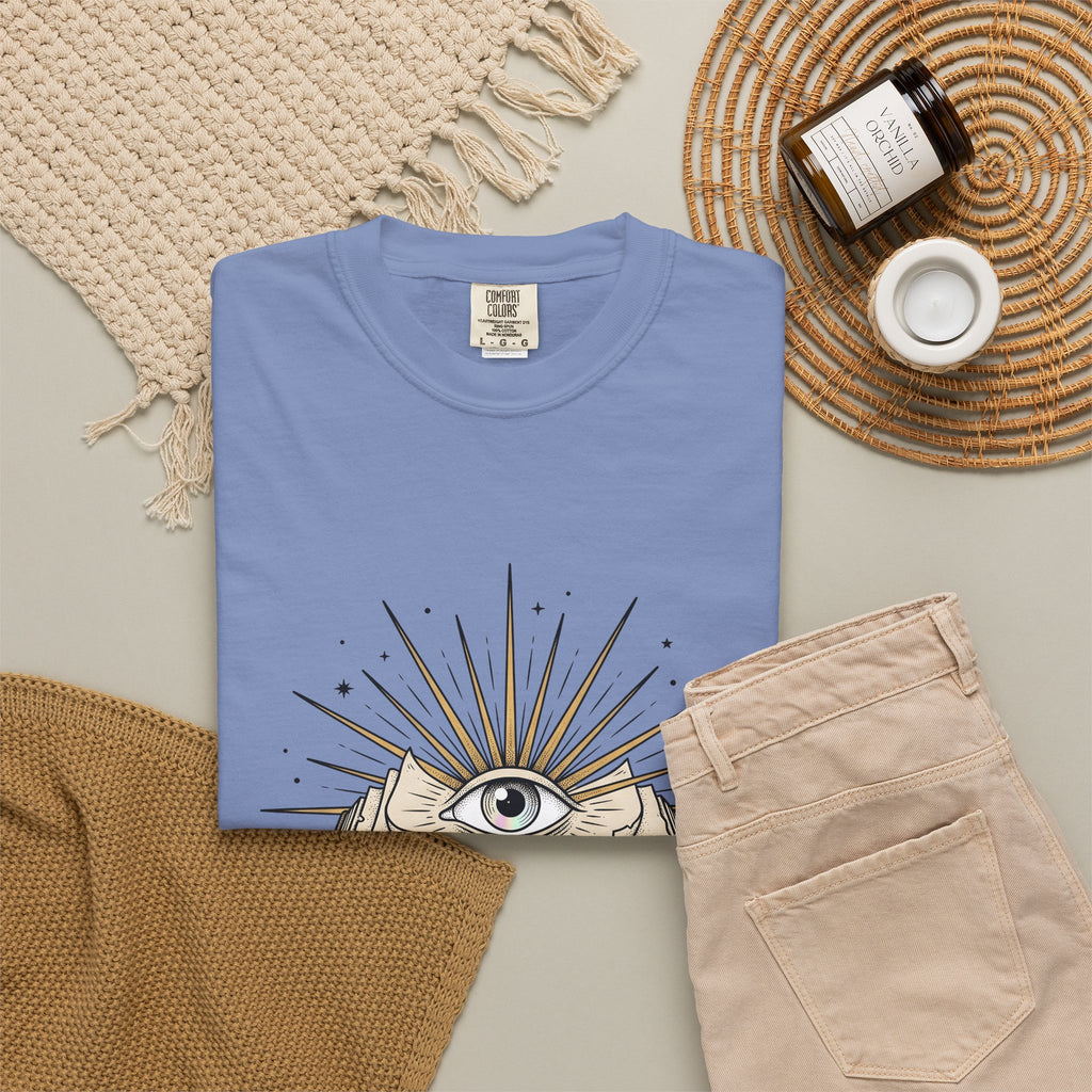 Magic Eye Journal T-Shirt Boho Chic Metaphysical Gift Women Ink T-Shirt Stereogram T-Shirt Hippie Enthusiast Tattoo T-Shirt Spiritual Graphic Retro