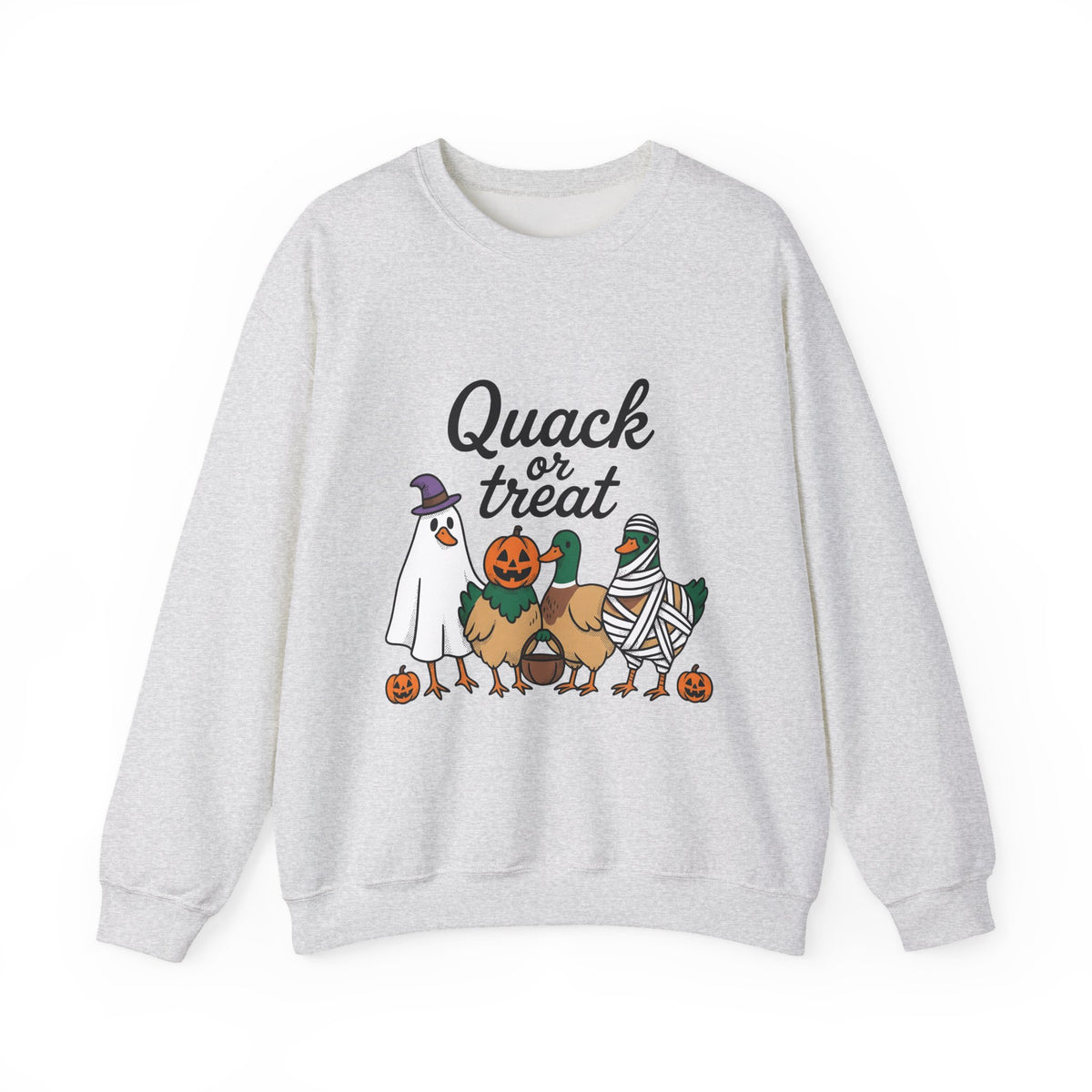 Duck Attire Sweatshirt Halloween Pets Gift Women Animated Sweatshirt Duckling Sweatshirt Spooky Fan Cartoon Sweatshirt Animal Graphic Hand Drawn Jack O Lantern