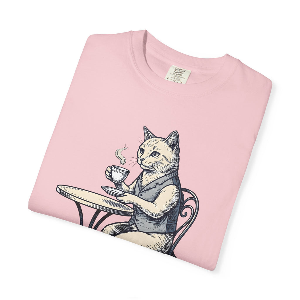 Cat Mocha T-Shirt Coffee Creature Gift Women Nostalgic T-Shirt Kitten T-Shirt Coffee Fan Animal Graphic Doodle Café Bench T-Shirt