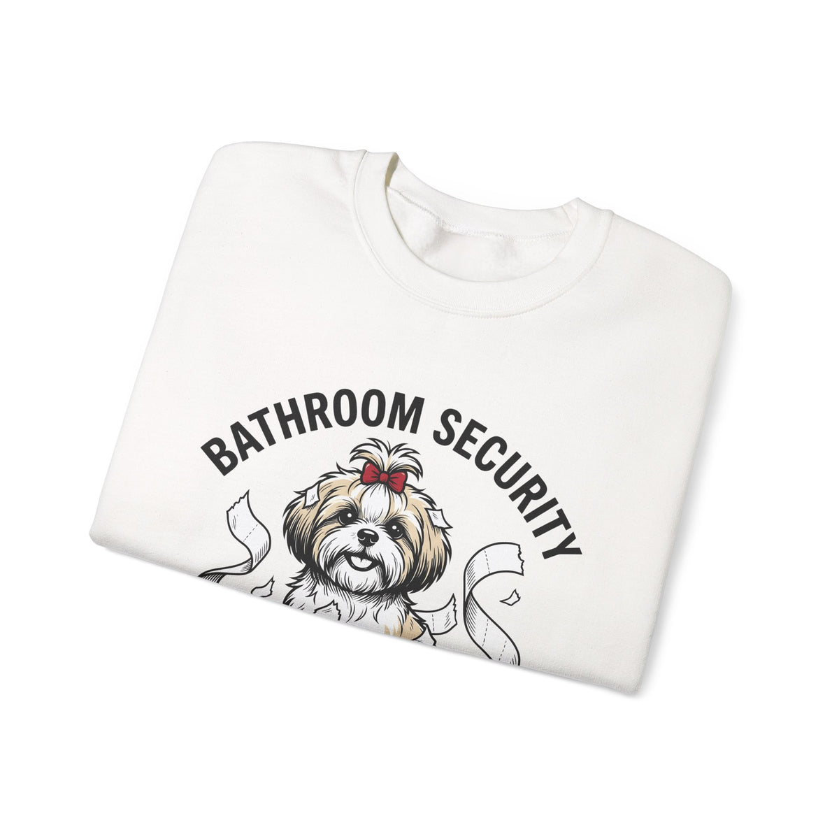 Shih Tzu Puppy Sweatshirt Dog Joke Gift Women Comic Sweatshirt Puppy Sweatshirt Dog Fan Cartoon Sweatshirt Humor Graphic Sketch Bathroom Paper Sweatshirt
