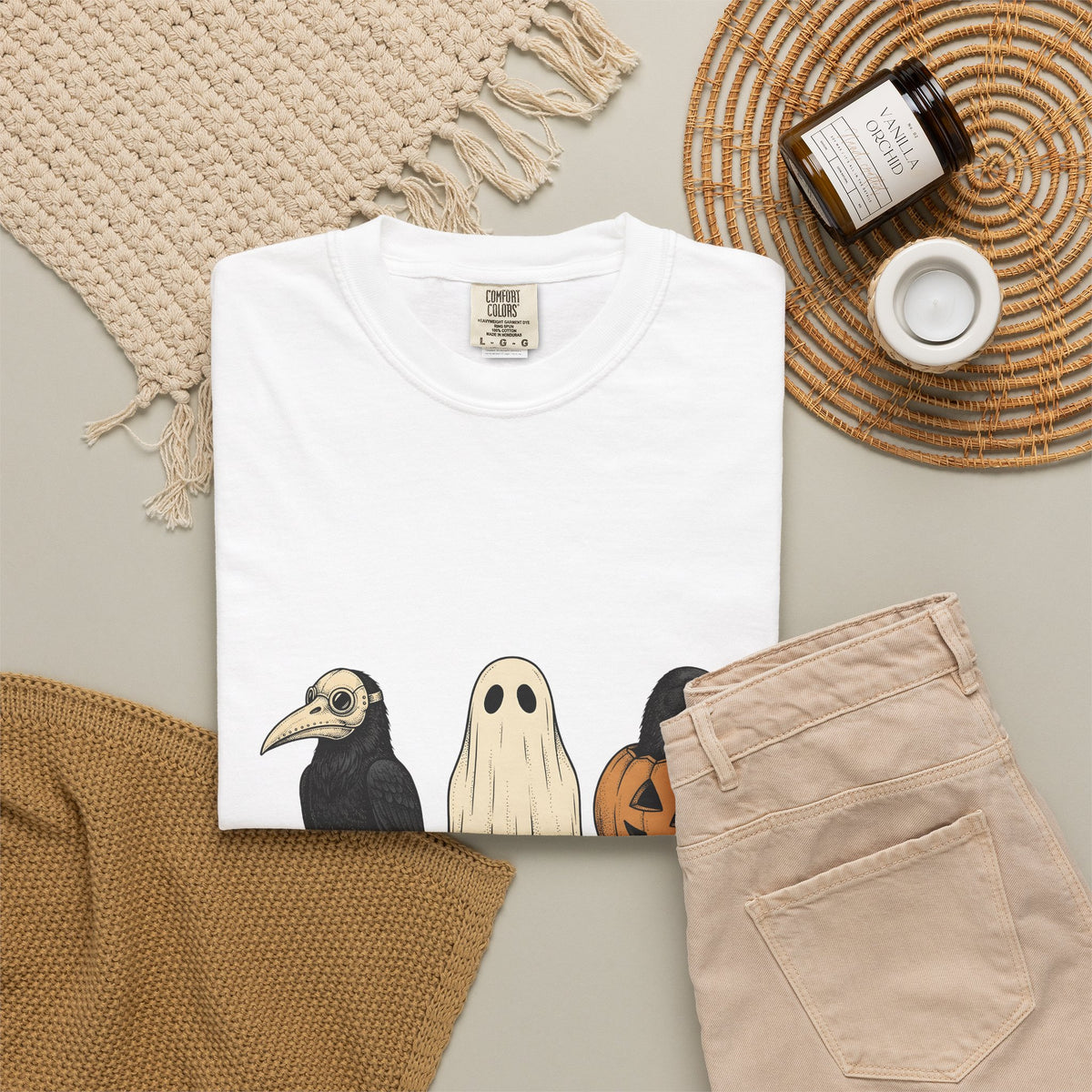 Raven Outfit T-Shirt Halloween Horror Gift Women Retro T-Shirt Crow Outfit T-Shirt Horror Fan Creepy Graphic T-Shirt Sketch Jack-O-Lantern T-Shirt