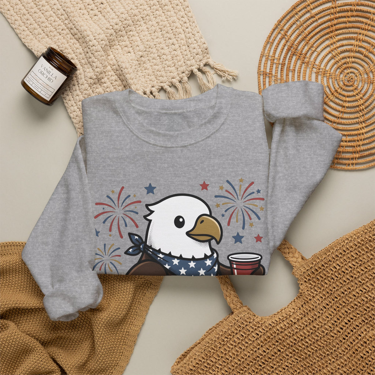 Bald Eagle Sweatshirt 4th Of July Usa Gift Women Comic Sweatshirt Eagle Sweatshirt Independence Day Fan Cartoon Sweatshirt American Graphic Vintage Fireworks