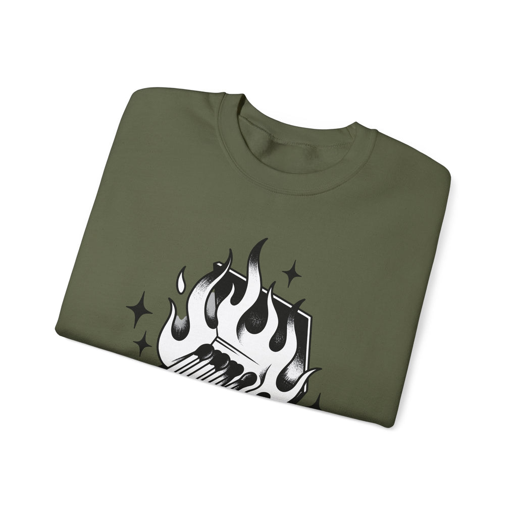 Lit Matchbox Sweatshirt Retro Amulet Gift Women Traditional Sweatshirt Matchbox Sweatshirt Retro Fan Matchstick Sweatshirt Charm Graphic Antique Twinkles