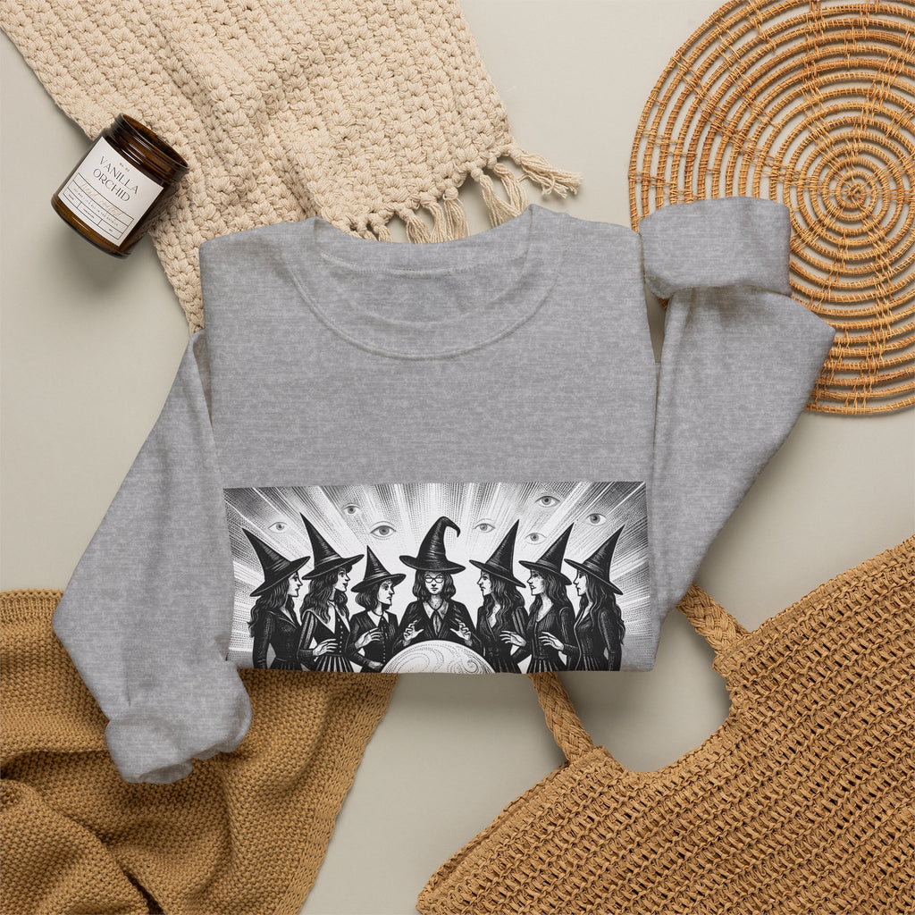 Witches Circle Sweatshirt Halloween Supernatural Gift Women Eerie Sweatshirt Coven Sweatshirt Horror Fan Occult Graphic Sweatshirt Classic Fortune Ball Sweatshirt