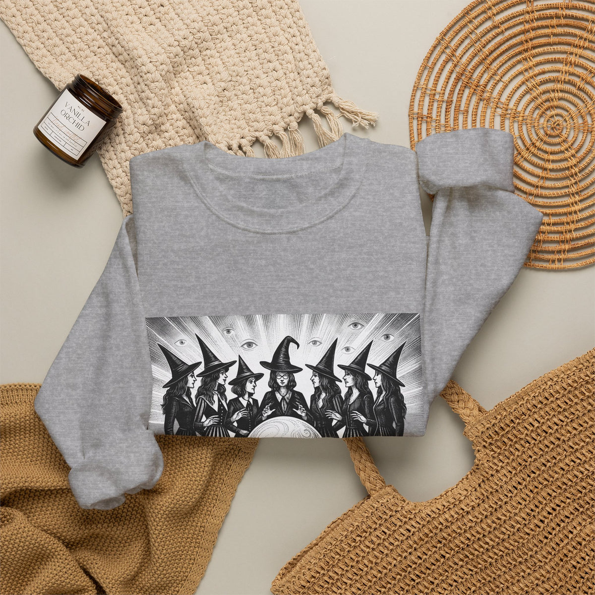 Witches Circle Sweatshirt Halloween Supernatural Gift Women Eerie Sweatshirt Coven Sweatshirt Horror Fan Occult Graphic Sweatshirt Classic Fortune Ball Sweatshirt