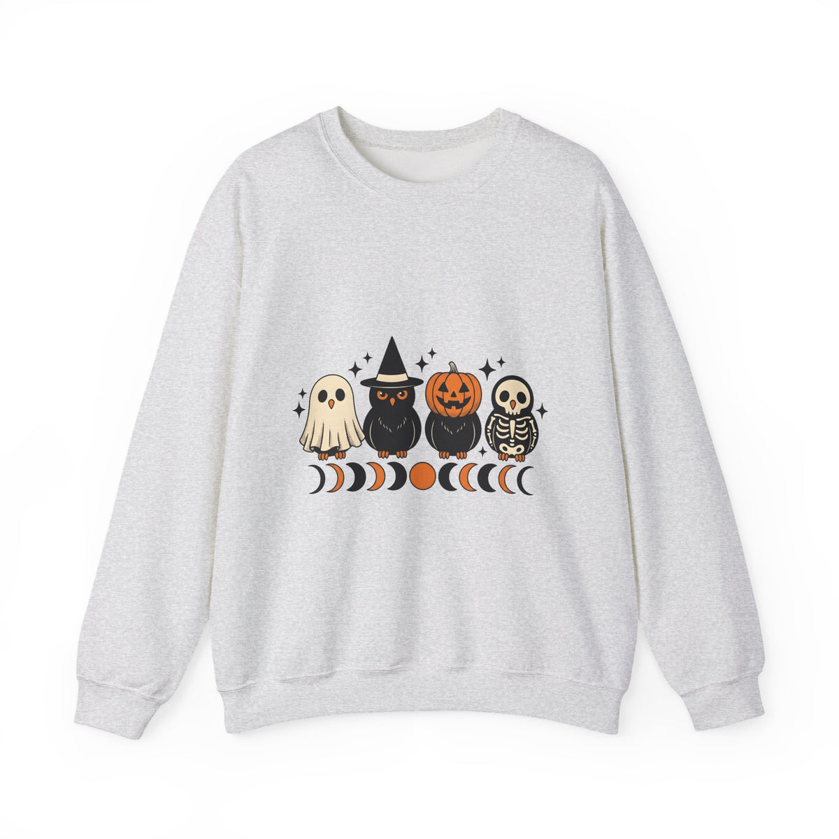 Owl Disguise Halloween Haunted Gift Animated Hoot Owl Horror Fan Cartoony Spooky Classic Moon Sweatshirt