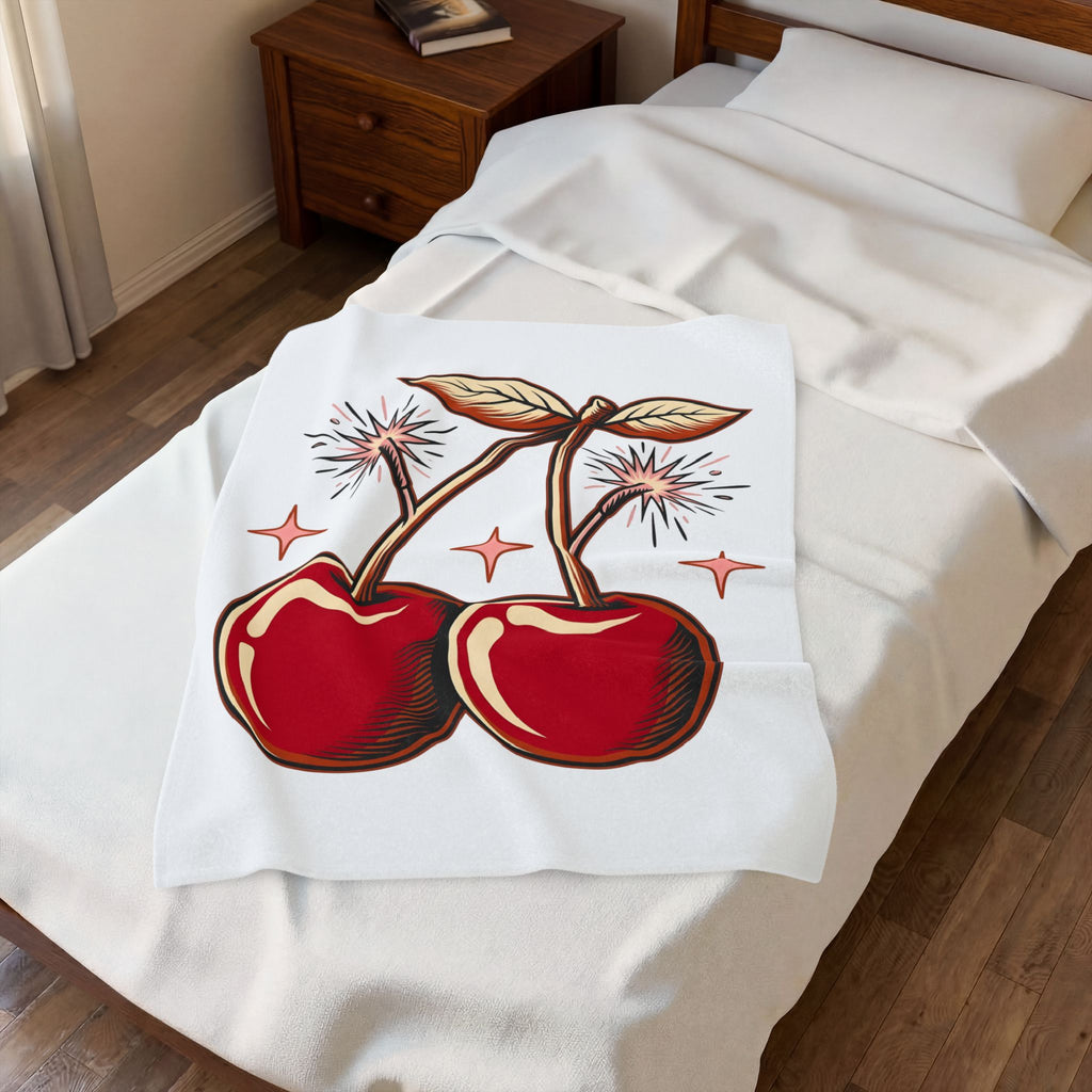 Cherry Firecrackers Blanket 4th Of July Vacation Gift Women Hand Drawn Blanket Fireworks Blanket Independence Day Fan Firework Blanket Travel