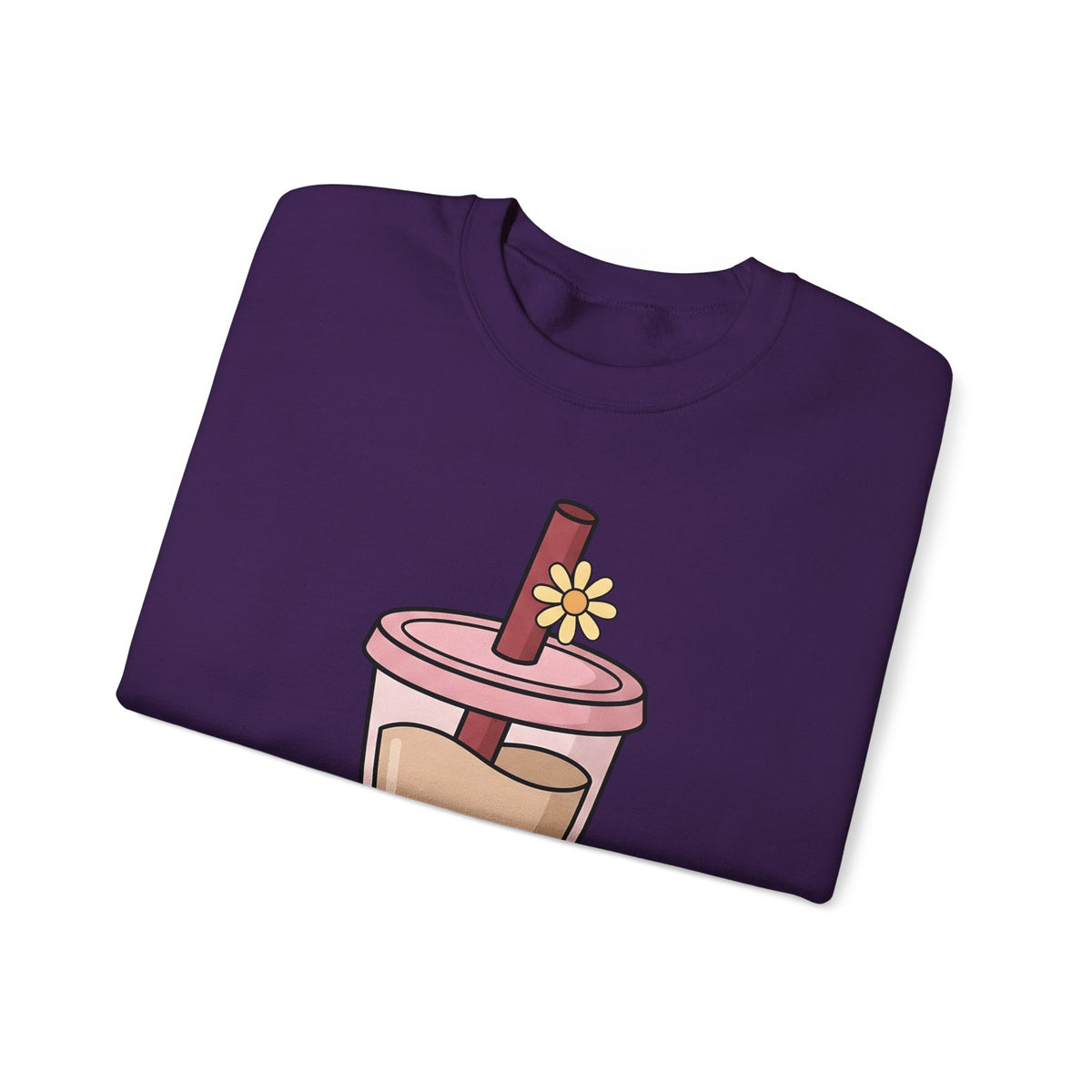 Boba Tea Sweatshirt Drinks Cuisine Gift Women Cute Sweatshirt Bubble Tea Sweatshirt Beverage Fan Milk Tea Sweatshirt Food Graphic Simple Blossom Sweatshirt