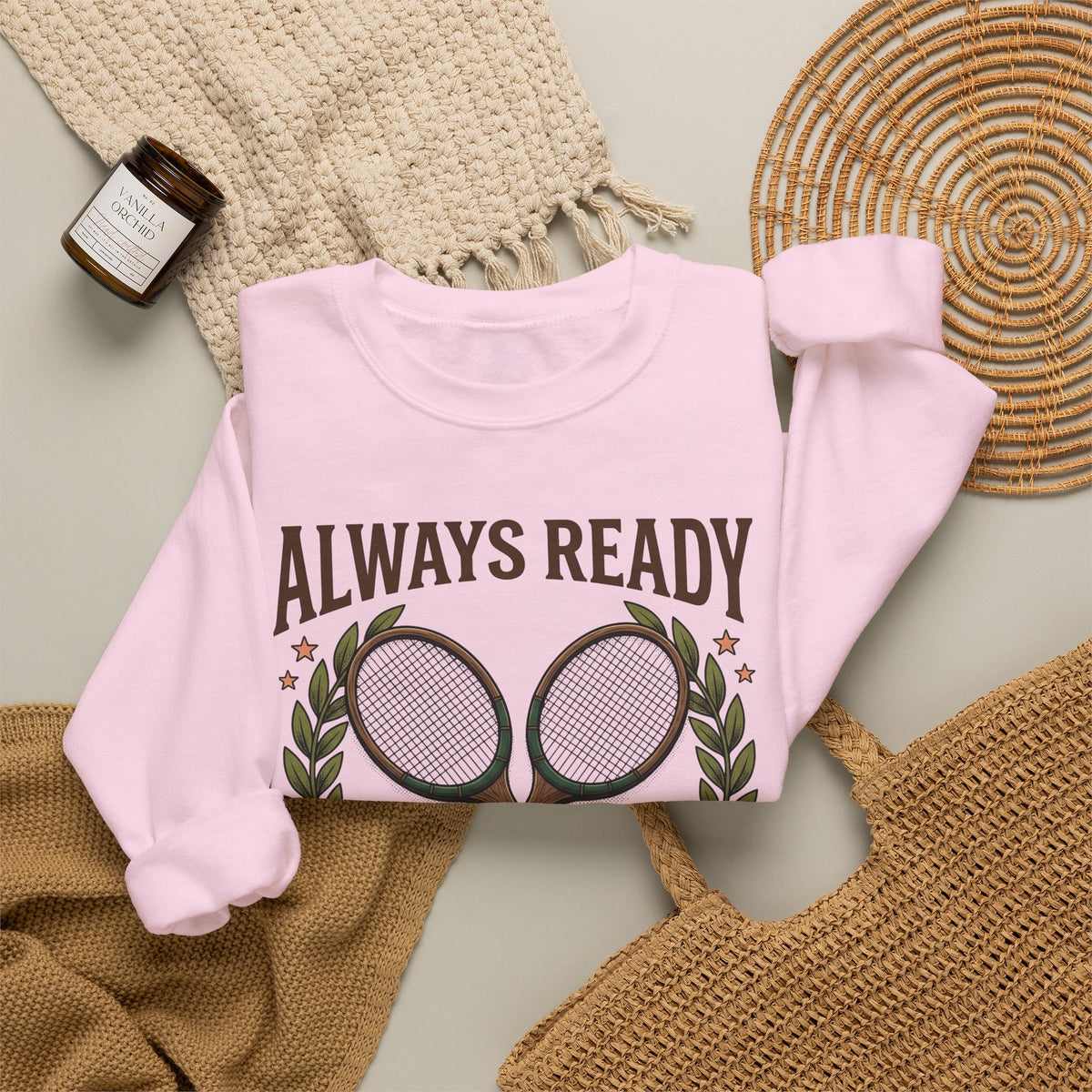Tennis Rackets Sweatshirt Tennis Fitness Gift Women Vintage Sweatshirt Racket Sweatshirt Tennis Enthusiast Retro Sweatshirt Workout Graphic Hand Drawn Laurel