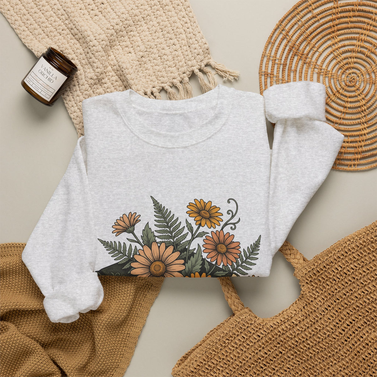 Botanical Book Sweatshirt Boho Chic Blossom Gift Women Plant Drawing Sweatshirt Floral Sweatshirt Bohemian Fan Illustrated Sweatshirt Flower Graphic Hand Drawn