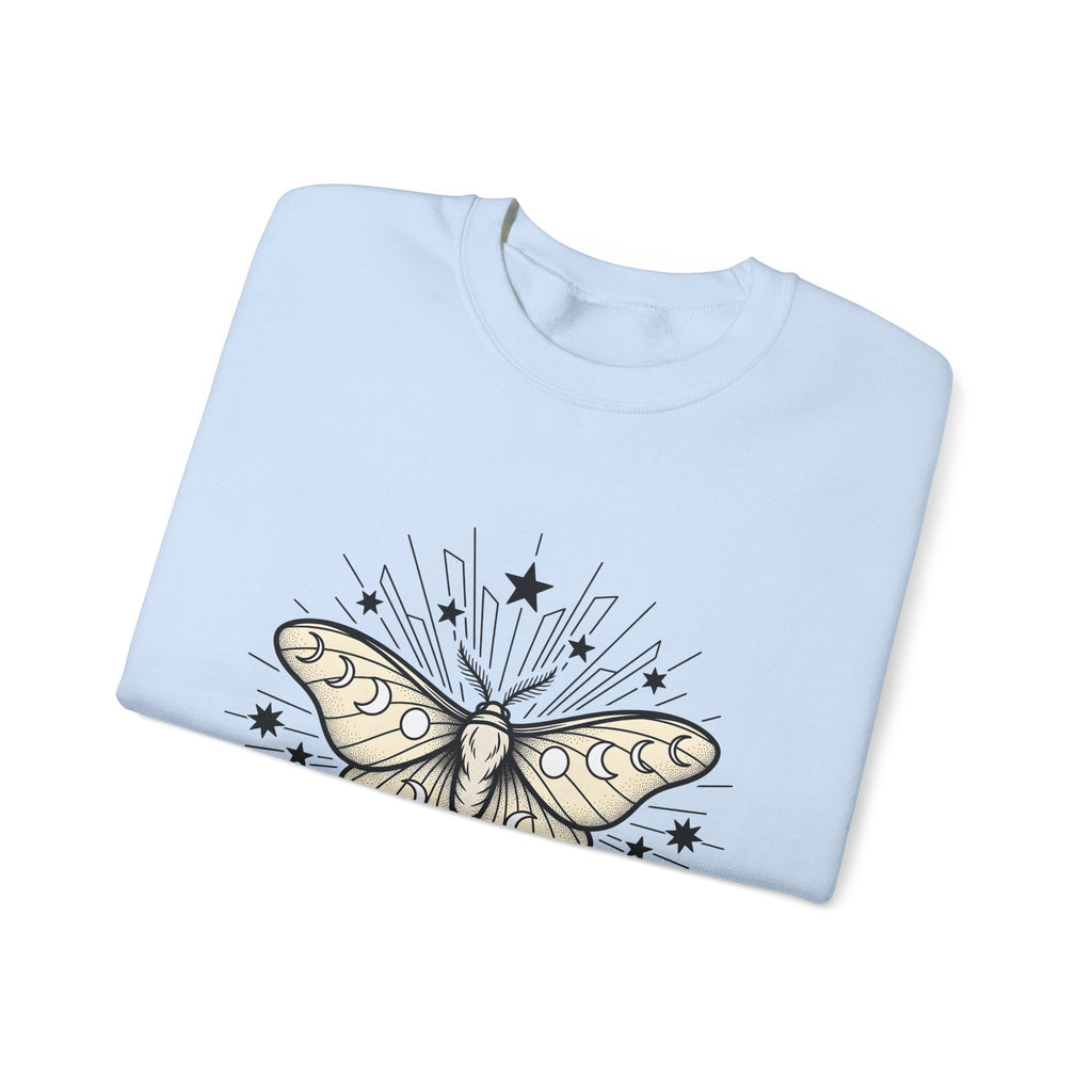 Luna Moth Sweatshirt Boho Chic Zodiac Gift Women Outline Sweatshirt Actias Luna Sweatshirt Hippie Fan Hand Drawn Sweatshirt Astrology Graphic Retro Star Shapes