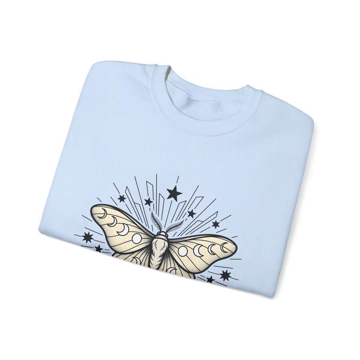 Luna Moth Sweatshirt Boho Chic Zodiac Gift Women Outline Sweatshirt Actias Luna Sweatshirt Hippie Fan Hand Drawn Sweatshirt Astrology Graphic Retro Star Shapes