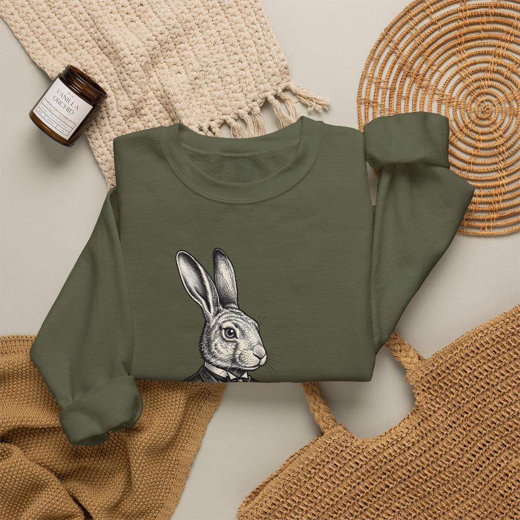 Rabbit Bartender Sweatshirt Animal Bar Gift Women Vintage Sweatshirt Bunny Sweatshirt Pet Fan Retro Sweatshirt Pub Graphic Hand Drawn Playing Card Sweatshirt