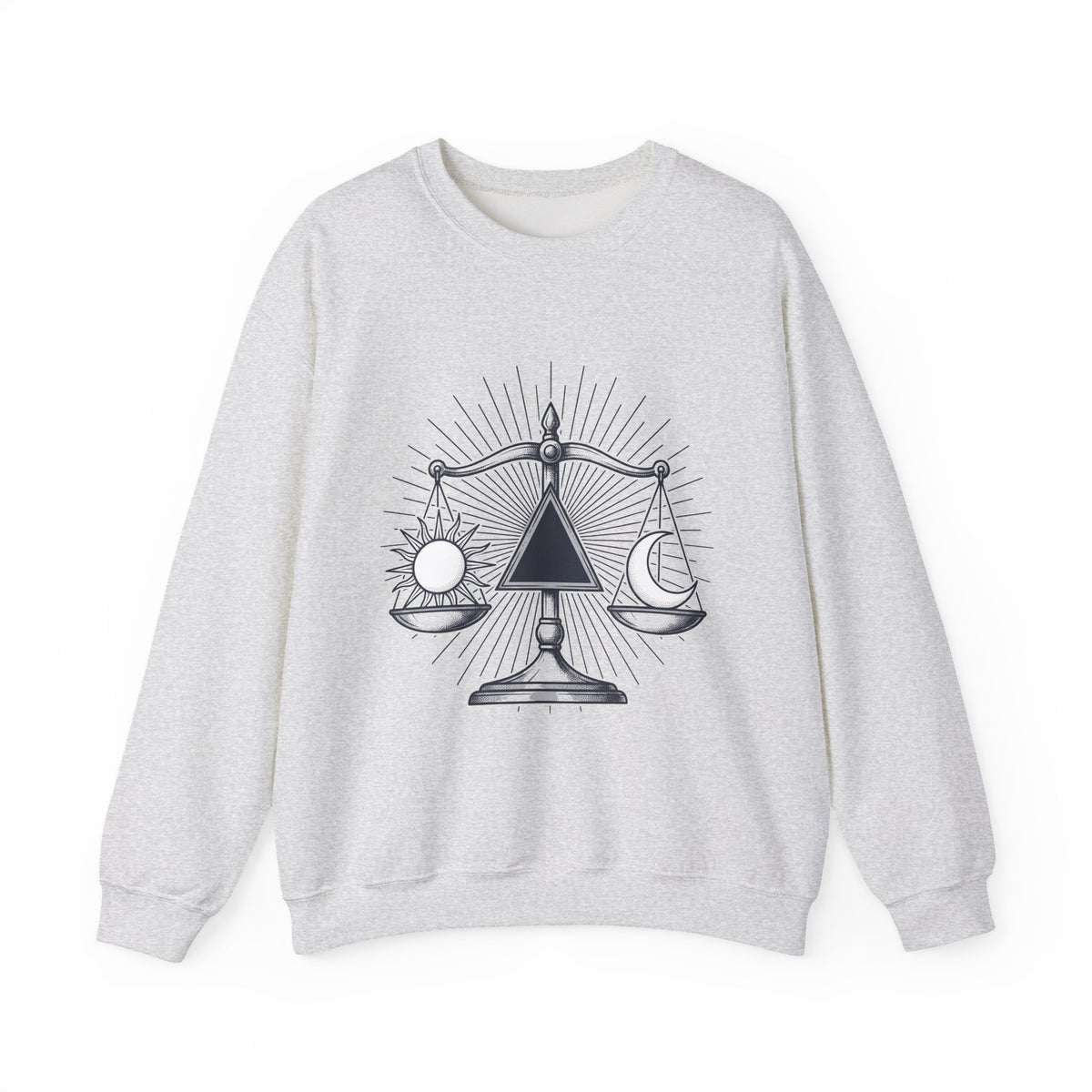 Sun Moon Symmetry Sweatshirt Boho Chic Star Signs Gift Women Fantasy Sweatshirt Lunar Sweatshirt Bohemian Fan Mystical Sweatshirt Zodiac Graphic Sketch Scale