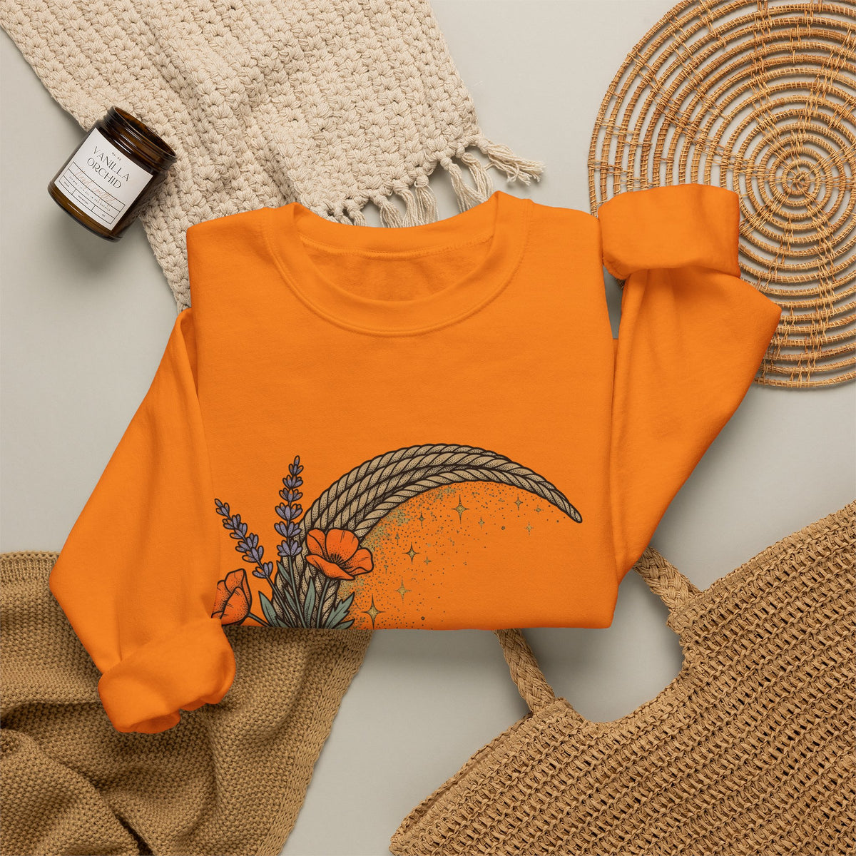 Rope Moon Sweatshirt Cowgirl Western Gift Women Boho Sweatshirt Lunar Sweatshirt Rodeo Fan Hippie Sweatshirt Country Graphic Vintage Wildflowers Sweatshirt