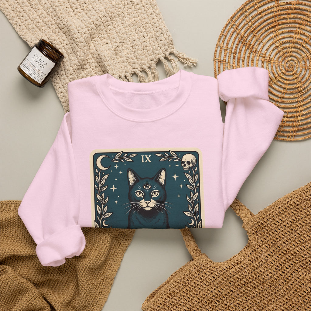 Mystic Cat Sweatshirt Boho Chic Witchcraft Gift Women Tarot Sweatshirt Kitty Sweatshirt Bohemian Fan Occult Graphic Vintage Crystal Ball Sweatshirt