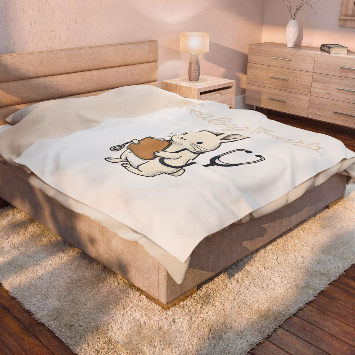 Hare Doctor Blanket Nurse Creature Gift Women Playful Blanket Rabbit Doctor Blanket Nursing Enthusiast Funny Blanket Beast Graphic Cartoon Doctor
