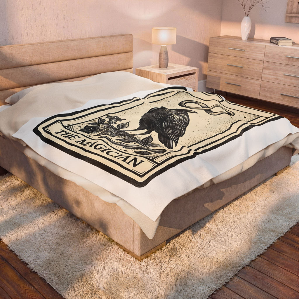 Raven Tarot Deck Blanket Boho Chic Occult Gift Women Old School Blanket Tarot Card Blanket Bohemian Fan Vintage Blanket Mystical Graphic Enchanted