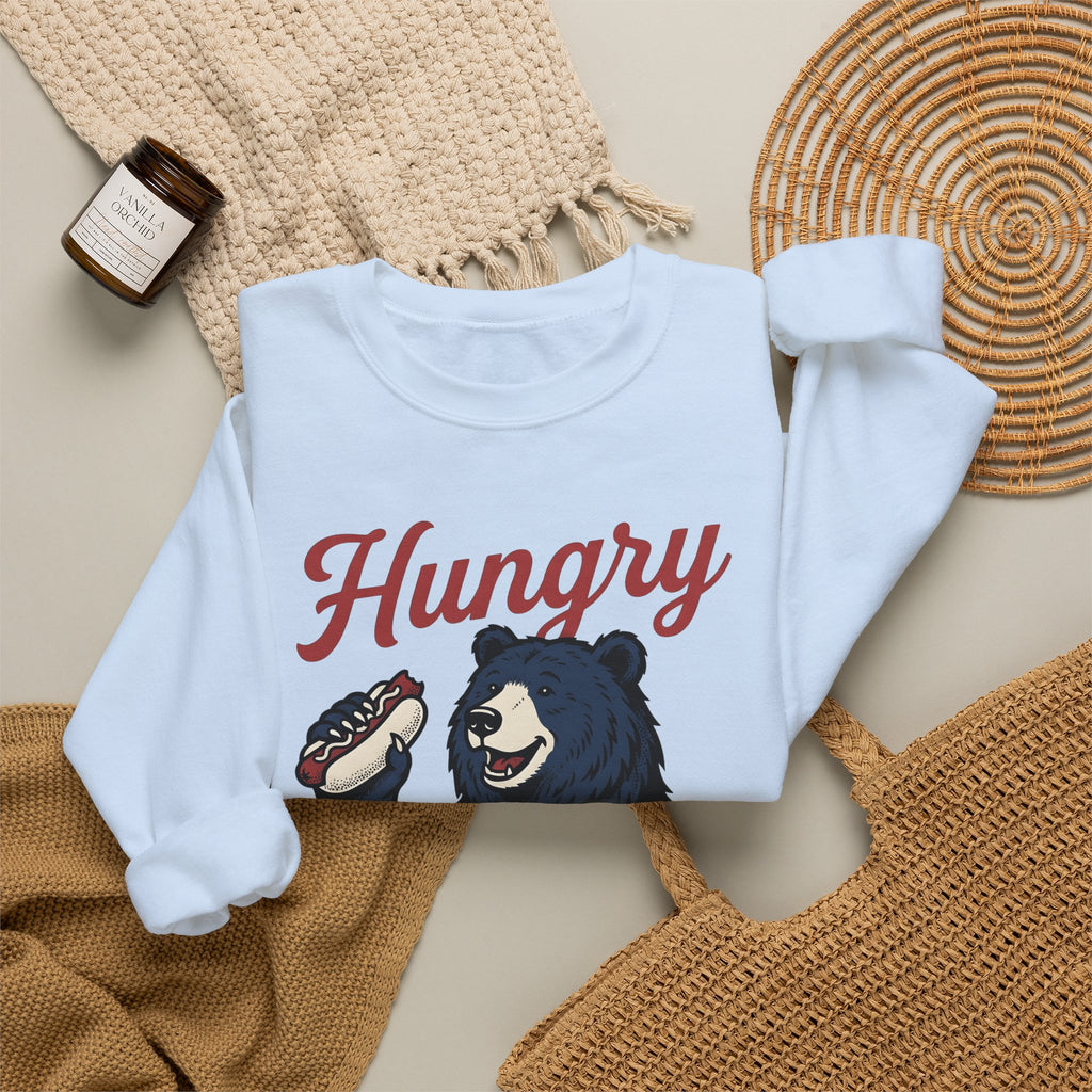 Bear Hotdog Sweatshirt America Independence Gift Women Old School Sweatshirt Hot Dog Sweatshirt American Fan Retro Sweatshirt Freedom Graphic Line Art Cuisine