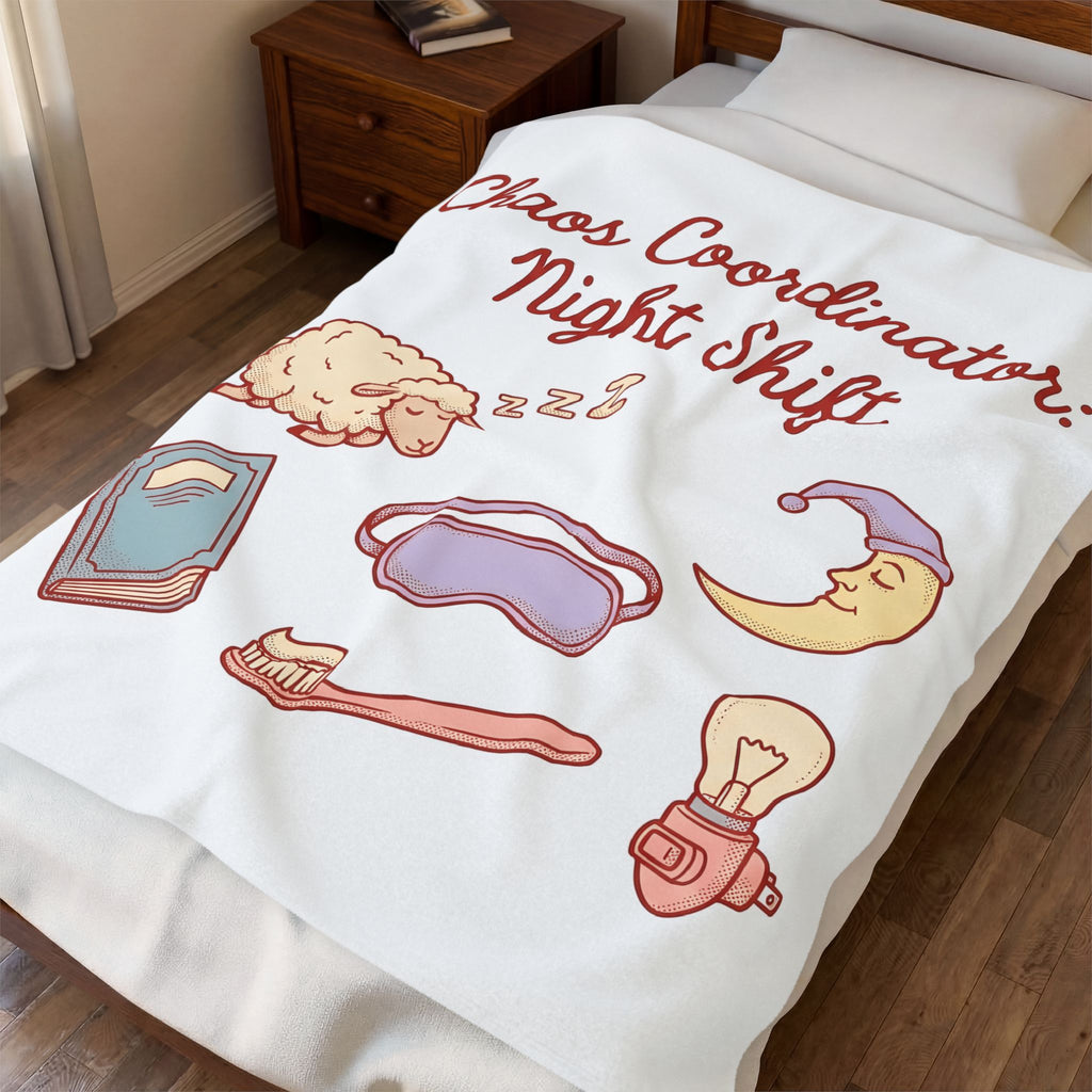 Sleep Items Print Blanket Moms Sleepytime Gift Women Line Art Blanket Bedtime Blanket Motherhood Enthusiast Illustration Design Slumber Graphic