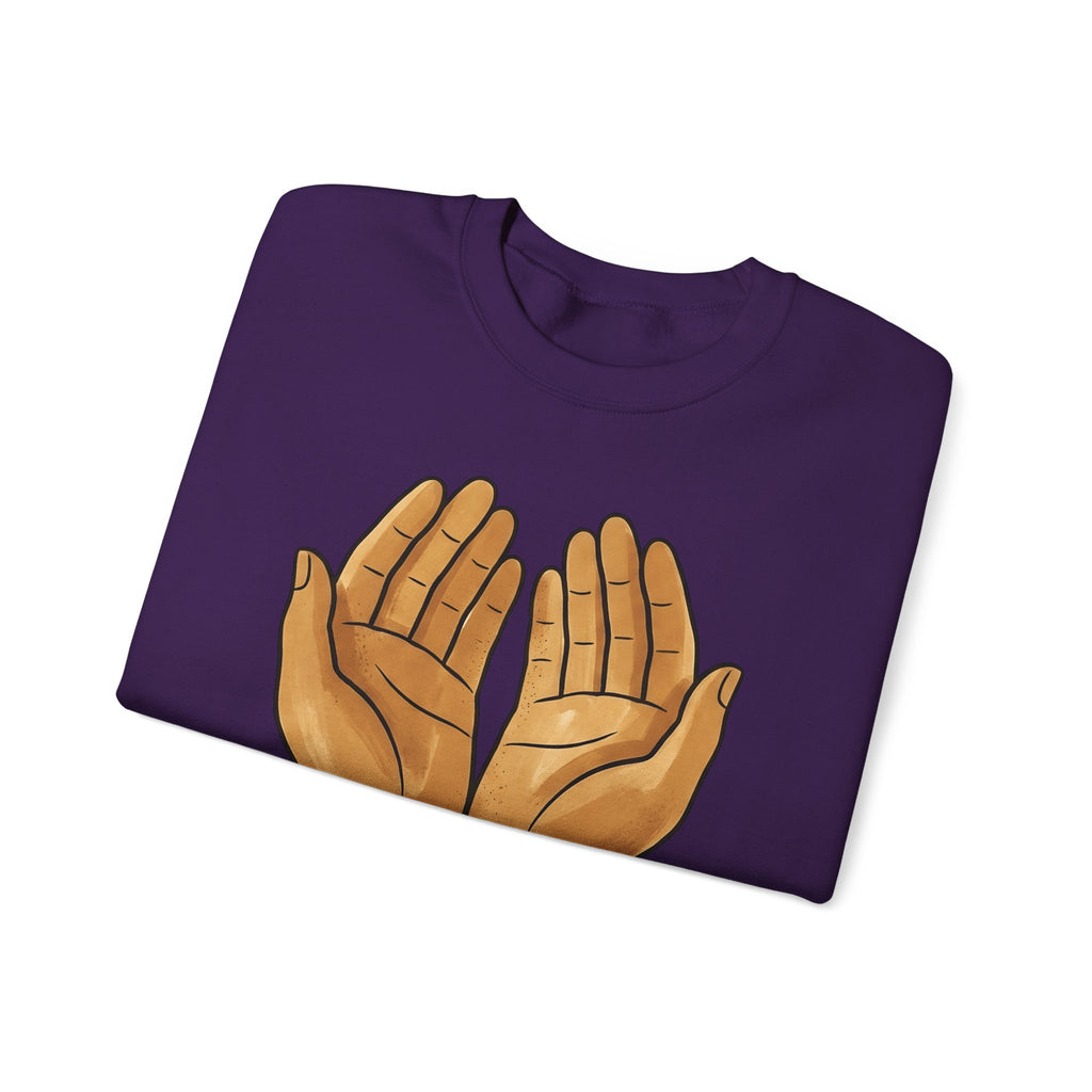 Open Palms Sweatshirt Support Thanks Gift Women Sketch Sweatshirt Hands Sweatshirt Caregiver Enthusiast Drawing Illustration Gratitude Graphic Simple