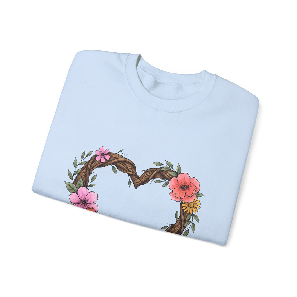 Floral Heart Sweatshirt Boho Chic Nature Gift Women Hand Drawn Sweatshirt Heart Sweatshirt Bohemian Fan Illustrated Sweatshirt Environmental Graphic Botanical
