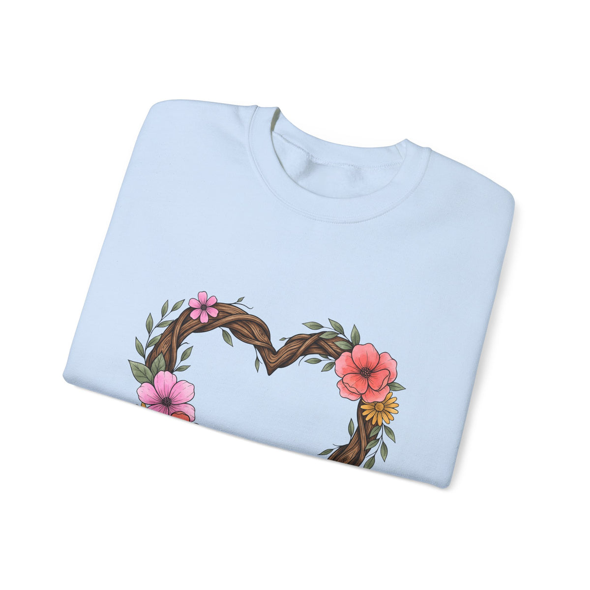 Floral Heart Sweatshirt Boho Chic Nature Gift Women Hand Drawn Sweatshirt Heart Sweatshirt Bohemian Fan Illustrated Sweatshirt Environmental Graphic Botanical