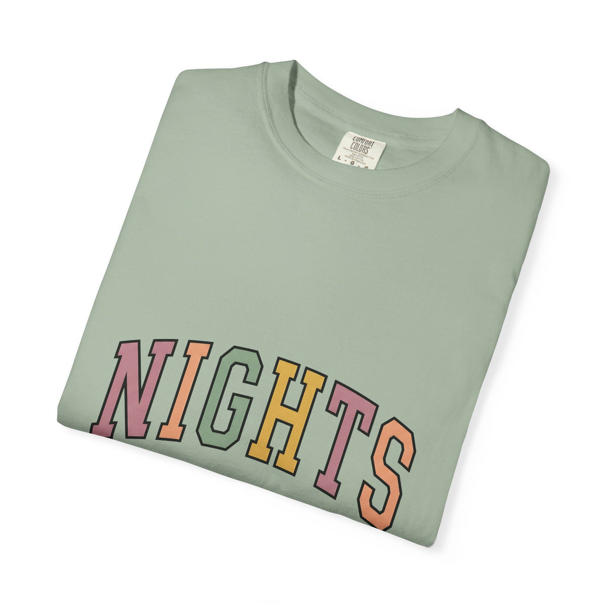 Varsity Lettering Design T-Shirt Nurses Graveyard Shift Gift Women Pale Hues T-Shirt Letterman T-Shirt Nursing Enthusiast Pastel T-Shirt Night