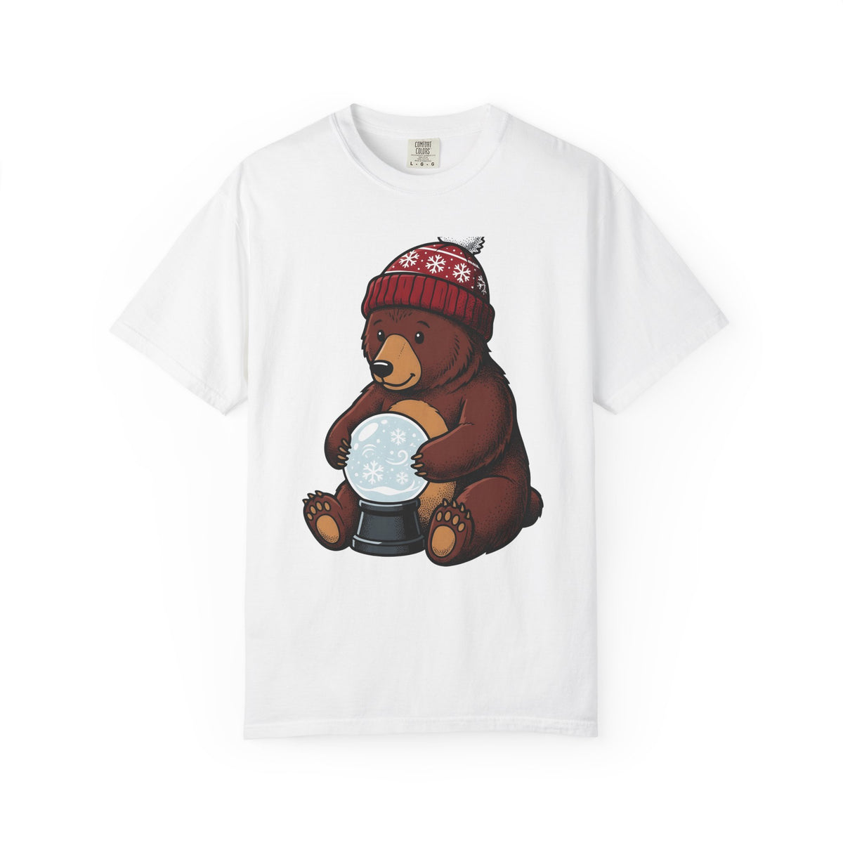 Bear Snow Globe T-Shirt Animals Holiday Gift Women Cute T-Shirt Snow Globe T-Shirt Wildlife Fan Cartoon T-Shirt Christmas Graphic Hand Drawn Winter