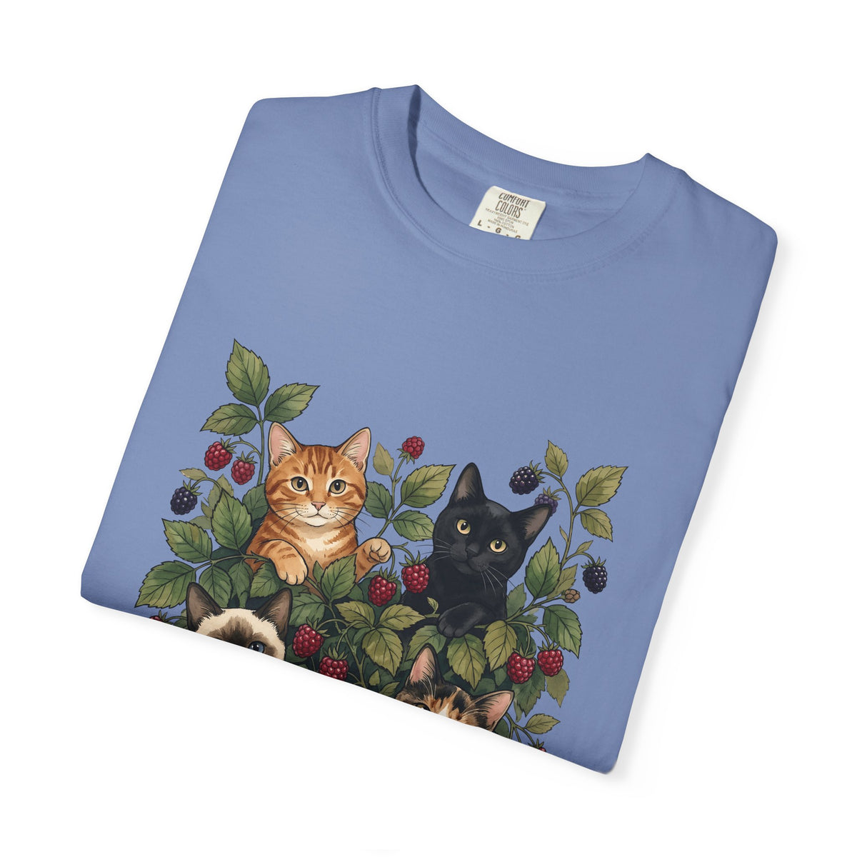 Kittens Berries T-Shirt Cat Garden Gift Women Flower T-Shirt Cats T-Shirt Cat Fan Floral T-Shirt Botanical Graphic Retro Foliage T-Shirt