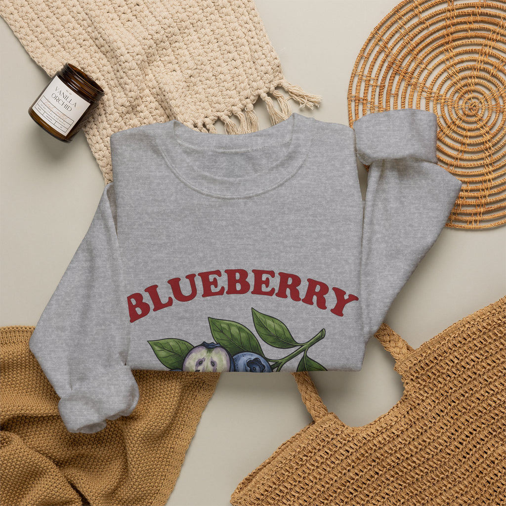 Blueberry Sprig Sweatshirt Fruit Cooking Gift Women Sketch Sweatshirt Blueberries Sweatshirt Fruit Fan Drawing Design Line Art Greenery Sweatshirt
