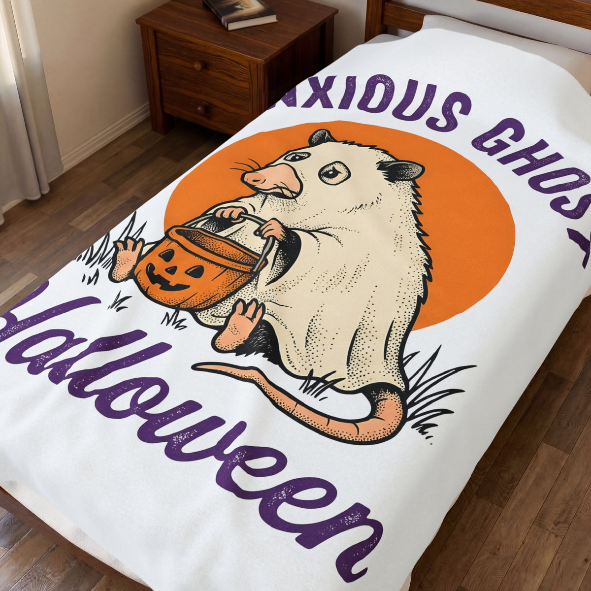 Possum Phantom Blanket Halloween Creatures Gift Women Classic Blanket Opossum Blanket Spooky Fan Vintage Blanket Monster
