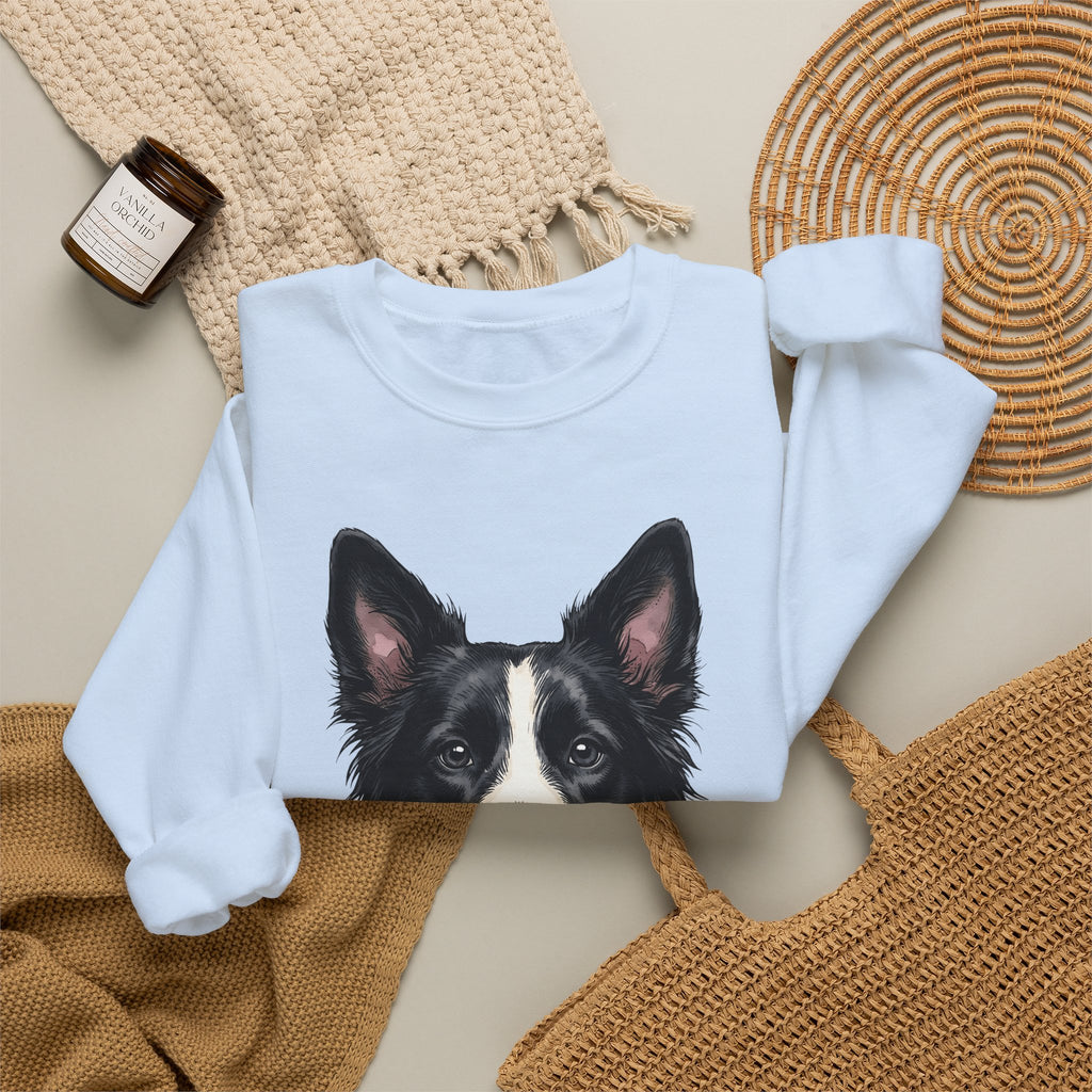 Border Collie Puppy Sweatshirt Dog Pets Gift Women Line Art Sweatshirt Puppy Sweatshirt Dog Fan Collie Sweatshirt Animal Graphic Hand Drawn Woven Collar Sweatshirt