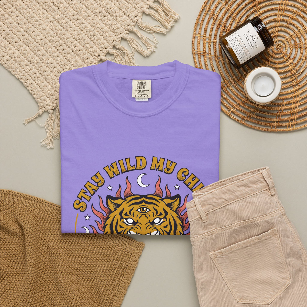 Tiger Head T-Shirt Boho Chic Animal Gift Women Psychedelic T-Shirt Tiger T-Shirt Hippie Fan Tribal Graphic Vintage Rose T-Shirt